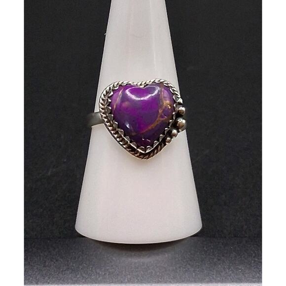 Purple Mojave Heart Ring, size 7.5, Sterling Silver, Southwest Style, Boho Chic - Picture 1 of 7